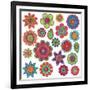 Collection of Doodle Style Flowers or Mandalas-Pink Pueblo-Framed Premium Giclee Print