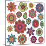 Collection of Doodle Style Flowers or Mandalas-Pink Pueblo-Mounted Premium Giclee Print