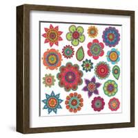 Collection of Doodle Style Flowers or Mandalas-Pink Pueblo-Framed Art Print