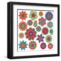 Collection of Doodle Style Flowers or Mandalas-Pink Pueblo-Framed Art Print