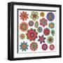 Collection of Doodle Style Flowers or Mandalas-Pink Pueblo-Framed Art Print