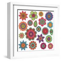 Collection of Doodle Style Flowers or Mandalas-Pink Pueblo-Framed Art Print