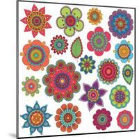 Collection of Doodle Style Flowers or Mandalas-Pink Pueblo-Mounted Art Print