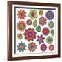 Collection of Doodle Style Flowers or Mandalas-Pink Pueblo-Framed Art Print