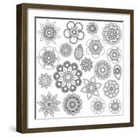 Collection of Doodle Style Flowers or Mandalas-Pink Pueblo-Framed Art Print