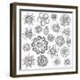 Collection of Doodle Style Flowers or Mandalas-Pink Pueblo-Framed Art Print
