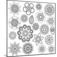 Collection of Doodle Style Flowers or Mandalas-Pink Pueblo-Mounted Art Print