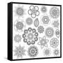 Collection of Doodle Style Flowers or Mandalas-Pink Pueblo-Framed Stretched Canvas