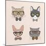 Collection of Hipster Cats-Macrovector-Mounted Art Print