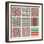 Collection Of Nine Bright Geometrics-Pink Pueblo-Framed Art Print