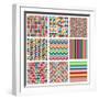 Collection Of Nine Bright Geometrics-Pink Pueblo-Framed Art Print