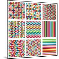 Collection Of Nine Bright Geometrics-Pink Pueblo-Mounted Art Print