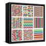 Collection Of Nine Bright Geometrics-Pink Pueblo-Framed Stretched Canvas