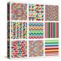 Collection Of Nine Bright Geometrics-Pink Pueblo-Stretched Canvas