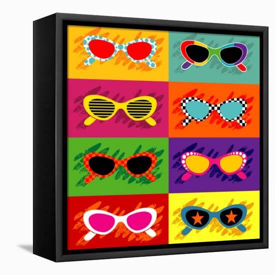 Collection Of Pop Art Sunglasses-UltraPop-Framed Stretched Canvas