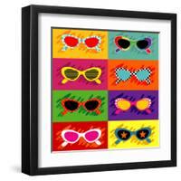 Collection Of Pop Art Sunglasses-UltraPop-Framed Art Print