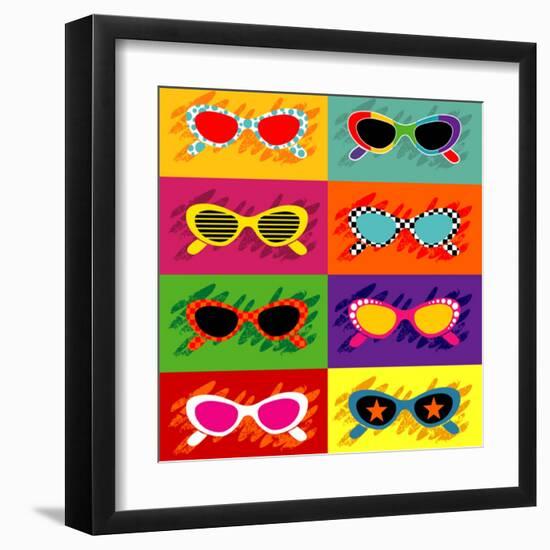 Collection Of Pop Art Sunglasses-UltraPop-Framed Art Print