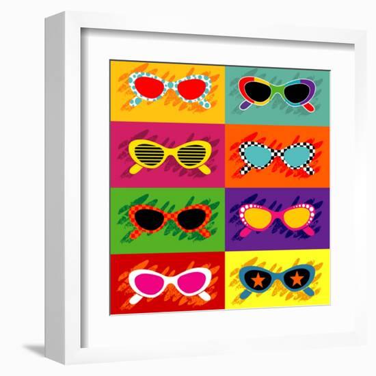 Collection Of Pop Art Sunglasses-UltraPop-Framed Art Print