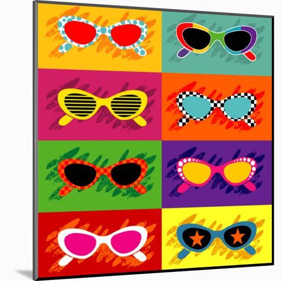 Collection Of Pop Art Sunglasses-UltraPop-Mounted Art Print