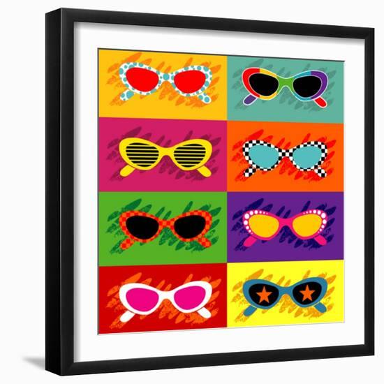 Collection Of Pop Art Sunglasses-UltraPop-Framed Art Print