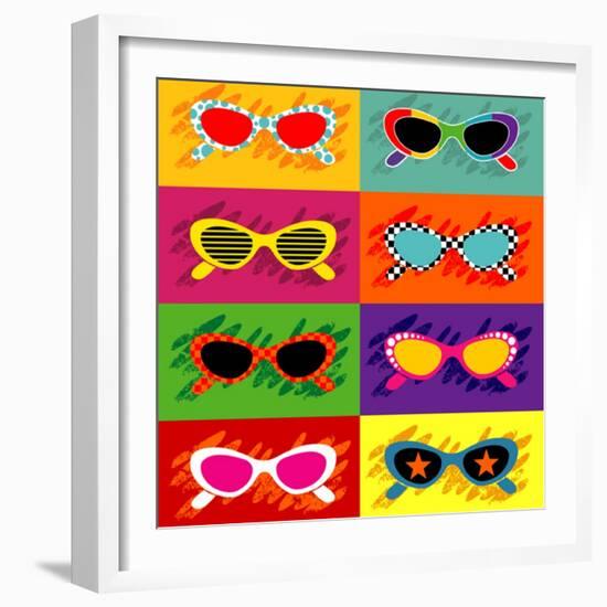 Collection Of Pop Art Sunglasses-UltraPop-Framed Art Print