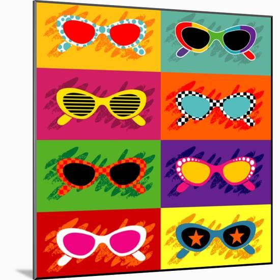 Collection Of Pop Art Sunglasses-UltraPop-Mounted Art Print