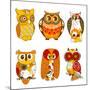 Collection of Six Different Owls-Alisa Foytik-Mounted Art Print