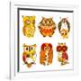 Collection of Six Different Owls-Alisa Foytik-Framed Art Print