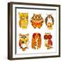 Collection of Six Different Owls-Alisa Foytik-Framed Art Print