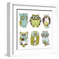 Collection of Six Different Owls-Alisa Foytik-Framed Art Print