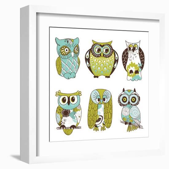 Collection of Six Different Owls-Alisa Foytik-Framed Art Print