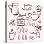 Collection of Tea Coffee and Cakes Silhouettes-VladisChern-Stretched Canvas