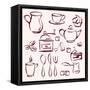 Collection of Tea Coffee and Cakes Silhouettes-VladisChern-Framed Stretched Canvas