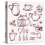 Collection of Tea Coffee and Cakes Silhouettes-VladisChern-Stretched Canvas