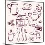 Collection of Tea Coffee and Cakes Silhouettes-VladisChern-Mounted Art Print