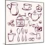 Collection of Tea Coffee and Cakes Silhouettes-VladisChern-Mounted Art Print