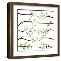 Collection of Tree Branch Silhouettes-Pink Pueblo-Framed Art Print