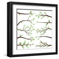 Collection of Tree Branch Silhouettes-Pink Pueblo-Framed Art Print