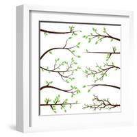 Collection of Tree Branch Silhouettes-Pink Pueblo-Framed Art Print