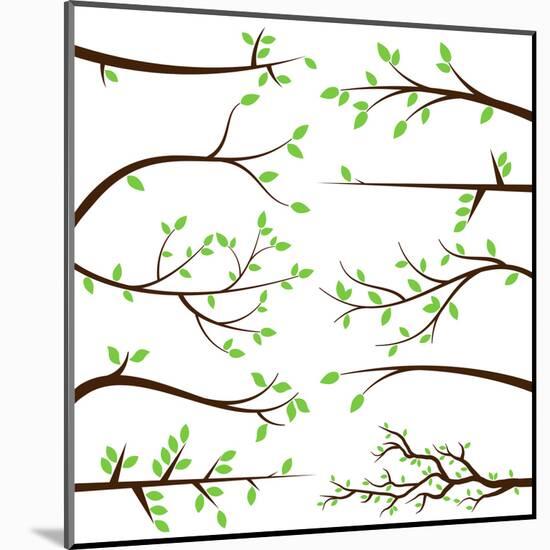 Collection of Tree Branch Silhouettes-Pink Pueblo-Mounted Art Print