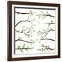 Collection of Tree Branch Silhouettes-Pink Pueblo-Framed Art Print