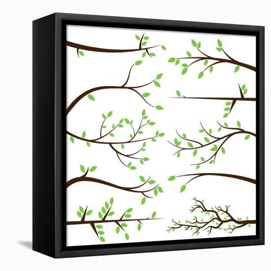 Collection of Tree Branch Silhouettes-Pink Pueblo-Framed Stretched Canvas