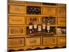 Collection of wines and armagnac in the Mano a Mano cafe-bar in Vic-Fezensac, Gers Department, M...-null-Mounted Photographic Print