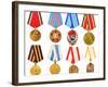 Collection Set Collage of Russian Soviet Medals for Participation in Second World War on White Isol-Grisha Bruev-Framed Photographic Print