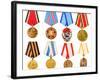 Collection Set Collage of Russian Soviet Medals for Participation in Second World War on White Isol-Grisha Bruev-Framed Photographic Print