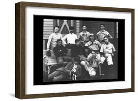 College Baseball Players with Terrier-null-Framed Art Print