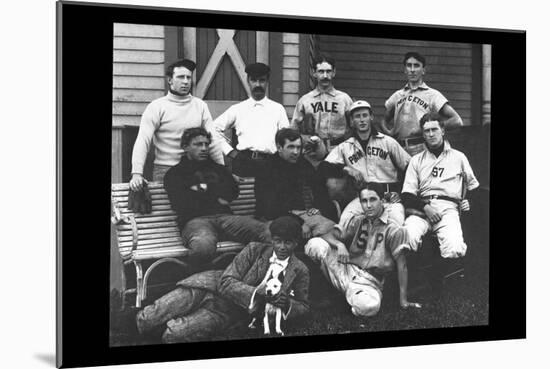 College Baseball Players with Terrier-null-Mounted Art Print