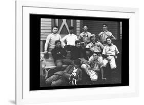 College Baseball Players with Terrier-null-Framed Art Print