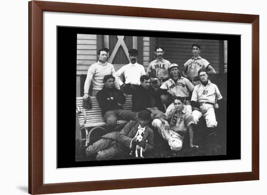 College Baseball Players with Terrier-null-Framed Art Print