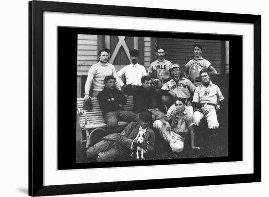 College Baseball Players with Terrier-null-Framed Art Print